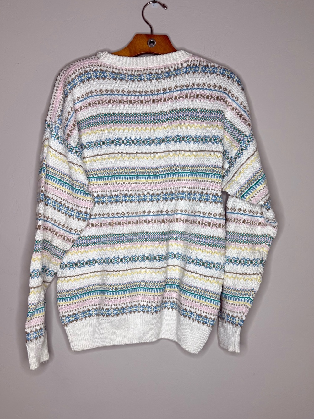 Vintage Izod sweater women’s large knit striped colorful pastel grannycore - Picture 4 of 4